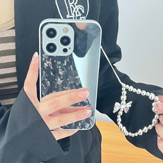 เคสโทรศัพท์มือถือ แบบกระจก ขอบโลหะ สีเงิน สําหรับ Apple Iphone IP 7 Plus 8 Plus IP X XR XS Max IP11 11Pro IP 11 Pro Max