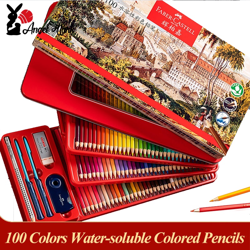 FABER-CASTELL ชุดดินสอสี ละลายน้ําได้ แบบมืออาชีพ สําหรับวาดภาพระบายสี 100 ชิ้น