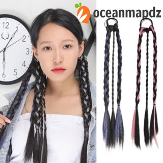 OCEANMAPDZ วิกผมหางม้าถักเปีย ไฮไลท์ น่ารัก สีเทา ธรรมชาติ เครื่องประดับ สําหรับผู้หญิง ชกมวย ใช้ในชีวิตประจําวัน