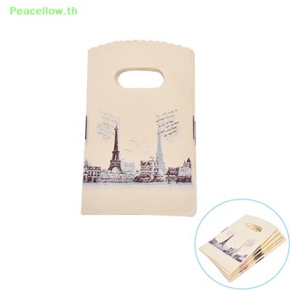 Peacellow ถุงช้อปปิ้งพลาสติก ลายหอไอเฟล สีชมพู พร้อมหูหิ้ว 100 ชิ้น ต่อล็อต