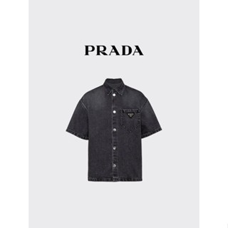 เสื้อแจ็กเก็ตยีน ลายโลโก้ Pra สําหรับผู้ชาย