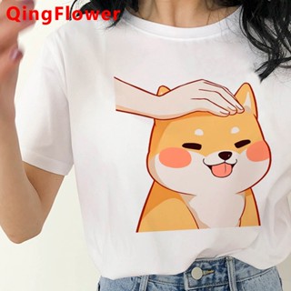 เสื้อยืด พิมพ์ลายการ์ตูนกราฟิก Kawaii Shiba Inu สไตล์ฮาราจูกุ น่ารัก สําหรับผู้หญิง