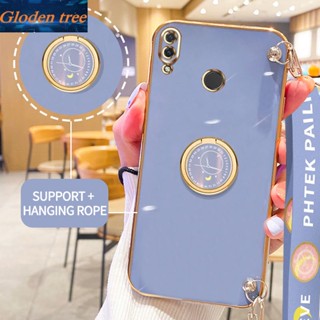 เคสโทรศัพท์มือถือ ลายต้นไม้ Gloden พร้อมขาตั้ง และสายคล้อง สําหรับ Huawei Nova 3i Nova 5T Nova 3 3E 4 4E Nova 5 Nova 5i Pro