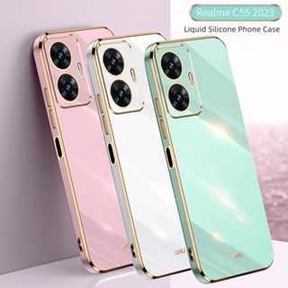 เคสโทรศัพท์มือถือ ซิลิโคนนิ่ม ชุบทอง หรูหรา สําหรับ Realme C55 C 55 C30s C35 C33 RealmeC55 RealmeC30s RealmeC35 RealmeC33