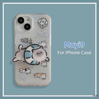 เคสโทรศัพท์มือถือ แบบนิ่ม ลายการ์ตูนแมวว่ายน้ํา กันกระแทก สําหรับ Iphone 14ProMax 13ProMax I12 Pro MAX i11 14 13Pro