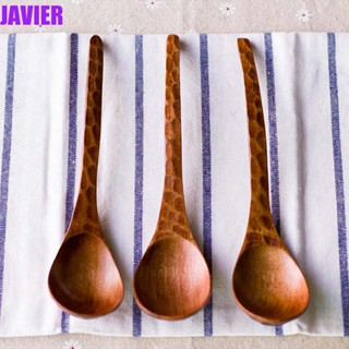 JAVIER ช้อนไม้ธรรมชาติ สําหรับตักข้าว ซุป ชา บนโต๊ะอาหาร อุปกรณ์ทําอาหาร เครื่องครัว