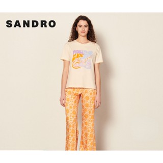 Sandro outlet เสื้อยืดลําลอง แขนสั้น พิมพ์ลายตัวอักษร หลากสี เหมาะกับฤดูใบไม้ผลิ ฤดูร้อน สําหรับสตรี SFPTS01025