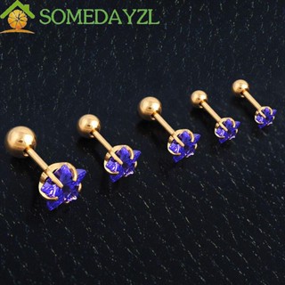 SOMEDAYZL เครื่องประดับ ต่างหูสตั๊ด เจาะหู แบบเกลียว ยอดนิยม มาใหม่ 1 คู่