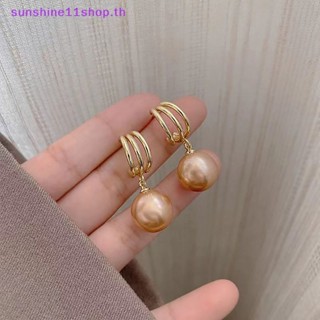 Sunshop ต่างหู จี้ไข่มุกเทียม สีชมพู สไตล์เกาหลี สําหรับผู้หญิง ของขวัญ เครื่องประดับ TH