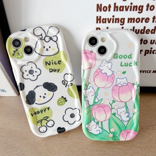 Cute Cartoon Casing Samsung Galaxy A54 A34 A24 A14 4G 5G A73 A72 A53 A52 A52S A33 A23 A13 A12 A32 A22 LTE A02 A02S A03S A03 A04 Airbag Shockproof Tulip Flower Phone Case 1STN 13