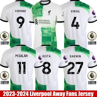 เสื้อกีฬาแขนสั้น ลายทีมชาติฟุตบอล Away Jersey Salah Firmino Virgil Keita Darwin พลัสไซซ์ 2023-2024