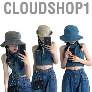 Cloudshop1 Women Bucket Hat Casual Cotton Wide Brim Portable Breathable Summer Travel