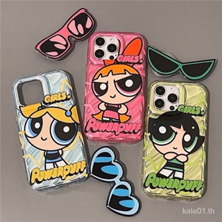 ใหม่ เคสป้องกันโทรศัพท์มือถือ แบบนิ่ม ลาย Powerpuff Girls และกระจก สําหรับ iPhone 11 12 13 14promax xs xr 6p 7p 8plus