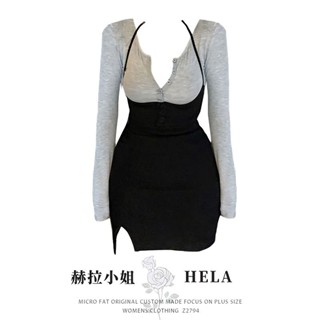 Hela เสื้อยืดแขนยาว กระโปรง พลัสไซซ์ เซ็กซี่ แฟชั่นฤดูใบไม้ผลิ ฤดูร้อน สําหรับเด็กผู้หญิง 2023 042Z