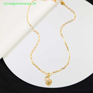 Strongaromonyu สร้อยคอโซ่เหล็กไทเทเนียม จี้รูปหัวใจ ฝังไหปลาร้า สีทอง เครื่องประดับ สําหรับผู้หญิง