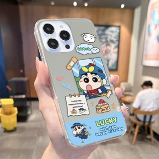 เคสกระจก ลายการ์ตูนชินจังน่ารัก สําหรับ OPPO A3s A5 A9 A53 A33 A15 A15s A52 A92 A54 A16 A31 A78 A76 A83 A77 A98 A91 Reno 2 3 4 5 6 7 8 Z F T Pro F9 F11 เคสใส | J017