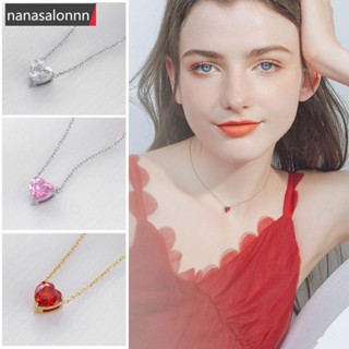 Nanasn| สร้อยคอโซ่ สเตนเลส จี้รูปหัวใจ เครื่องประดับแฟชั่น สําหรับผู้หญิง E2L6