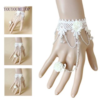 Youyo สายรัดข้อมือ ลายดอกไม้ พร้อมแหวนนิ้ว สําหรับเจ้าสาว งานแต่งงาน