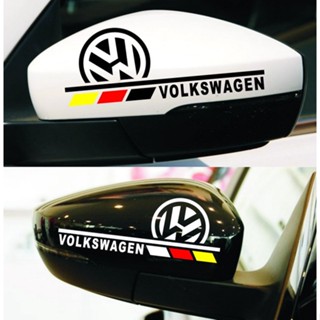 สติกเกอร์สะท้อนแสง กันน้ํา สําหรับติดตกแต่งกระจกมองหลังรถยนต์ Volkswagen Golf 4 5 6 7 8 Passat Tiguan Bettle Jetta Santana 2 ชิ้น