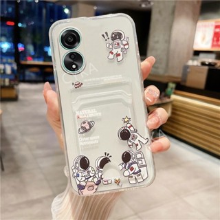 ใหม่ เคสโทรศัพท์มือถือ ซิลิโคนนิ่ม TPU ลายการ์ตูนนักบินอวกาศน่ารัก พร้อมช่องใส่บัตร สําหรับ OPPO A38 4G A58 A78 4G 5G NFC A58 4G A78 5G