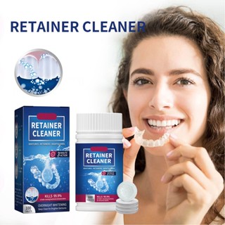 MONSTER 100PCS ฟันปลอมทำความสะอาดเม็ดลบกลิ่นปากทำความสะอาด Retainer Cleaner สำหรับ Aligner Mouth Night Guard