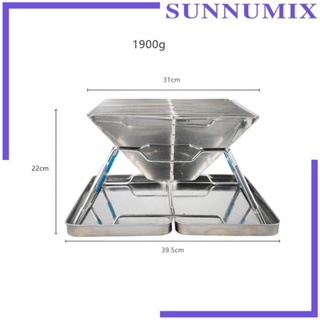 [Sunnimix] ตะแกรงย่างบาร์บีคิว สเตนเลส แบบพับได้ สําหรับบ้าน ท่องเที่ยว ชายหาด