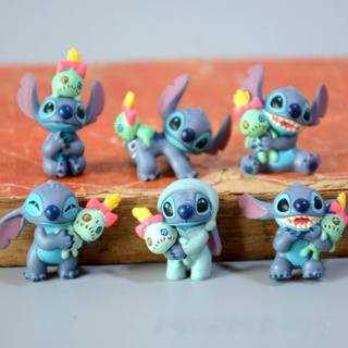 ตุ๊กตาฟิกเกอร์ Disney Lilo &amp; Stitch Scrump PVC ขนาดเล็ก 2.5 ซม. 6 ชิ้น ต่อชุด