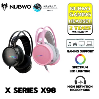 COINSคืน15%⚡FB9JMZV6⚡ NUBWO หูฟังเกมมิ่ง X98 PINK BLACK GAMING HEADSET 7.1 VIRTUAL SURROUND สำหรับเล่นเกมส์โดยเฉพาะ