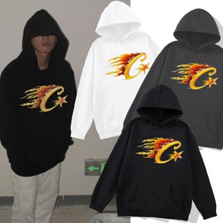 Fashion Corteiz-Flame-C-Starz เสื้อกันหนาวแขนยาว มีฮู้ด พิมพ์ลายตัวอักษรไฟ C ทรงหลวม สําหรับผู้ชาย และผู้หญิง