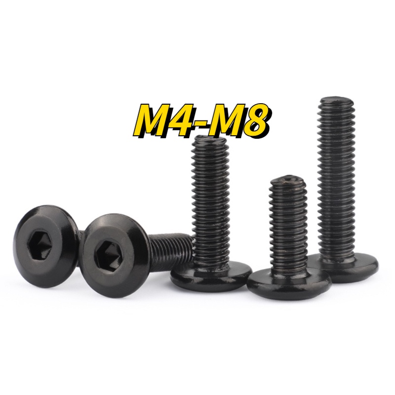 [XNY] สกรูสเตนเลส หกเหลี่ยม ขอบแบน M4 M5 M6 M8 m10 สีดํา สําหรับเฟอร์นิเจอร์