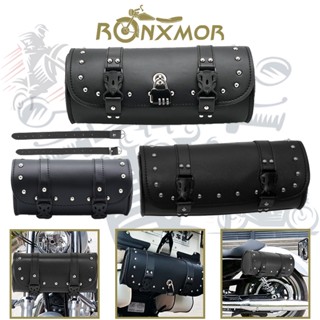 Ronxmor กระเป๋าเครื่องมือ หนัง PU กันน้ํา สีดํา สําหรับตกแต่งด้านข้างแฮนด์บาร์รถจักรยานยนต์