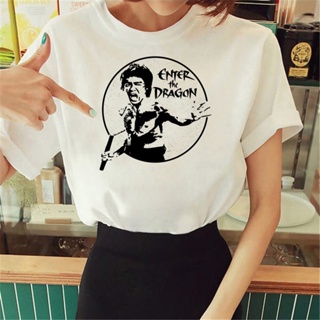 เสื้อยืด พิมพ์ลายกราฟฟิค Bruce Lee y2k y2k สไตล์ฮาราจูกุ สําหรับผู้หญิง