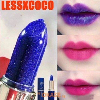 Lessxcoco Color Change Blue Rose Lip Temperature Natural Long Lasting Waterproof Lipstick Lip Stain Gloss Moisturizing Woman Makeup lip gloss skin whitening Ready