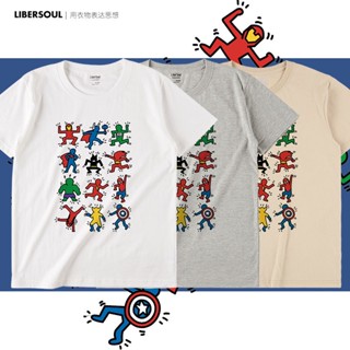 เสื้อยืดแขนสั้น ผ้าฝ้าย พิมพ์ลาย Superhero Marvel แฟชั่นฤดูร้อน สําหรับผู้ชาย