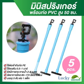 มินิสปริงเกอร์ตัว 360 องศา พร้อมท่อ PVC สูง 50 ซม. (แพ็ค 5 ชิ้น)