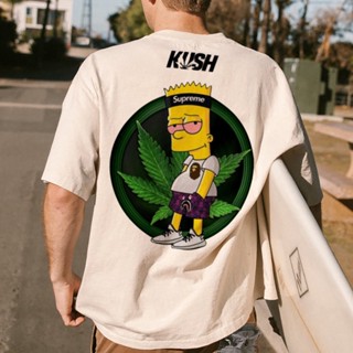 เสื้อยืดเด็กผช KUSH วัฒนธรรมการออกแบบวินเทจแรงบันดาลใจผ้าฝ้ายหลวมเสื้อผ้าเสื้อยืดสําหรับผู้ชายเสื แฟชั่นแขนสั้นผ้าฝ้าย