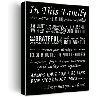 ป้ายผ้าใบ ลาย In This Family Rules สําหรับแขวนตกแต่งผนังบ้าน ออฟฟิศ ห้องครัว ห้องเด็ก