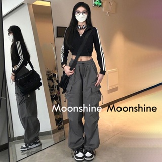 Moon  กางเกงขายาว คาร์โก้ กางเกง เชือกอเมริกันคลาสิค Cargo pants 2023 NEW 080709 ทันสมัย ทันสมัย สไตล์เกาหลี Chic A20M017 36Z230909