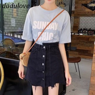 DaDulove💕 New Korean Version of INS Multi-breasted Stitching Denim Skirt Niche High Waist A- line Skirt Bag Hip Skirt