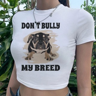 เสื้อครอปท็อป ลายกราฟฟิค American Bully น่ารัก สไตล์สตรีท สําหรับเด็กผู้หญิง