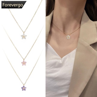 Forevergo สร้อยคอโซ่ สเตนเลส จี้ดอกไม้ หรูหรา ระดับไฮเอนด์ แฟชั่นสําหรับผู้หญิง J7Z6