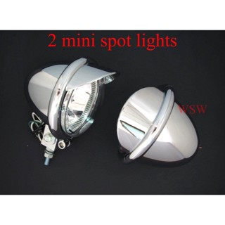 1คู่ ไฟหน้ามอเตอร์ไซด์ลูกเล็ก 12V ไฟหน้ากลม ไฟหน้า ตาเพชร มีแก๊ป 901 Mini Headlight Lamp Head Light Spot