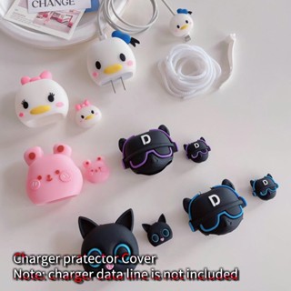 เคสซิลิโคน ลายการ์ตูนโดนัลด์ดั๊ก เดซี่ สําหรับป้องกันสายชาร์จ สายหูฟัง