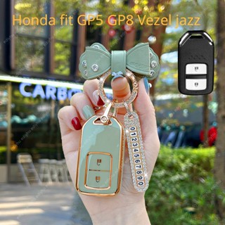 เคสกุญแจรีโมทรถยนต์ TPU 2 ปุ่ม สําหรับ Honda Fit Vezel Shuttle Crosstour 2012 2013-2019 2018 GP5 Gp8 JADE City Civic Jazz BRV freed