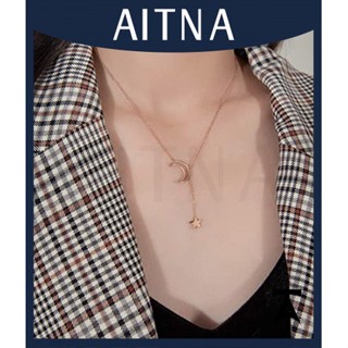 Aitna Moon Star สร้อยคอโซ่สั้น รูปตัว Y แฟชั่นสําหรับผู้หญิง