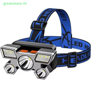 Greatshore ไฟฉายคาดศีรษะ Led ชาร์จไฟได้ สําหรับตกปลา เดินป่า ตั้งแคมป์