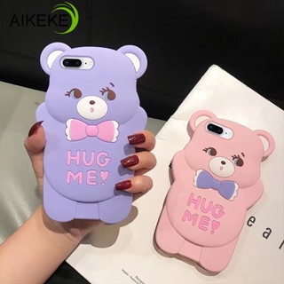 เคสซิลิโคนนิ่ม ลายหมี 3D สีชมพู สีม่วง สําหรับ Samsung Galaxy A8 J7 J6 J5 J4 Core Prime J6 J4 Plus J6+ J4+ 2018 2016 2015