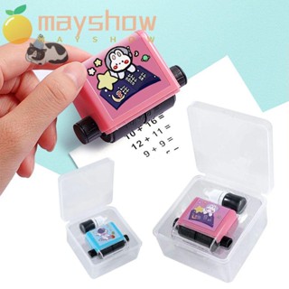 Mayshow แสตมป์ลูกกลิ้งตัวเลข PVC สําหรับฝึกคณิตศาสตร์ สํานักงาน เพิ่มและลบคําถาม