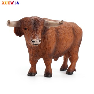 โมเดลฟิกเกอร์ รูปสัตว์จําลอง T8 Highland Cattle เหมือนจริง ของเล่นสะสม สําหรับเด็ก