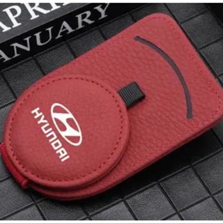 Hyundai LOGO car sun visor leather material glasses clip Elantra interior modification sunglasses business card storage multifunctional round bracket